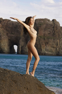 Sofi C Basking Barefoot On The Beach With Drenched Curls And Erect Nipples Glistening