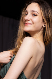 Ellie Wain Runs Her Palms From Breasts To Snatch