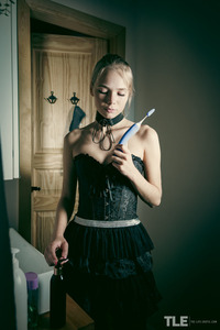 Luise Strokes The Toy Against Her Pink