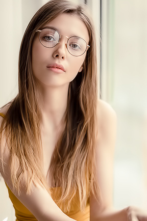 Mila Azul Hanging Out At Home In Glasses And Showing Her Big Breasts