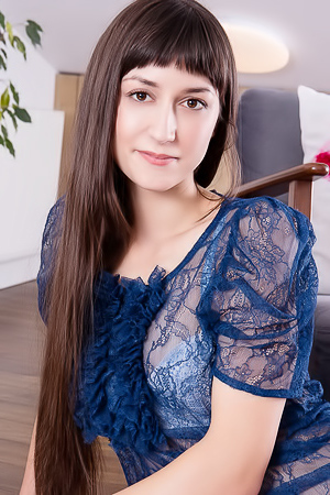 Cute Brunette Cora With Smooth Shaved Pussy And Curvaceous Ass