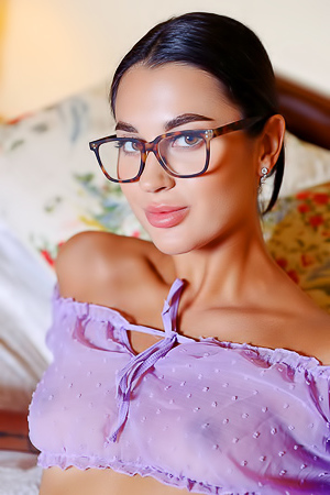 Victoria Mur Elegant Beauty Looks Effortlessly Graceful In Delicate Lavender Lingerie