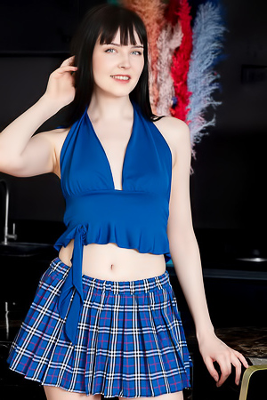 Amelia Riven Flips Up Her Plaid Skirt For A Flash Of Her Panties