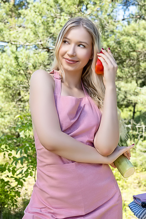 Cherry Blossom Alfresco Show As She Tends To The Barbecue