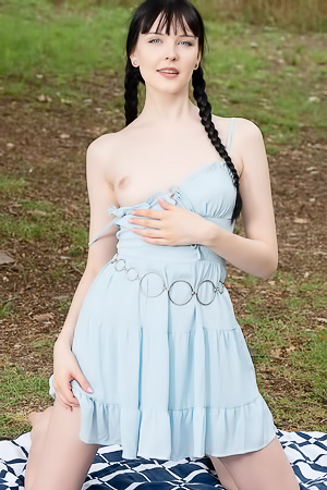 Amelia Riven Her Long Black Hair In Pigtails And A Naughty Look In Her Stunning Blue Eyes