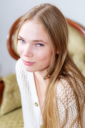 Luise Her Soft Outfit Slipping Open To Expose Her Perfect Breasts