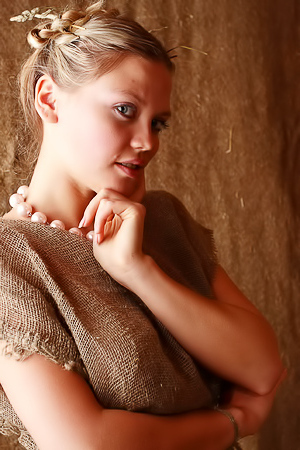 Elka Teases With Blue Eyes And Blonde Hair On A Rainy Afternoon