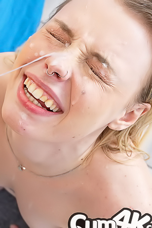 Skye Angel Relishing Tongue Paths On Blue Sheets