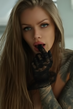 Angel Di Flirts in Lace, Stockings, and High Heels