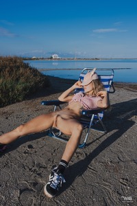 Irene Rouse Spreads Her Legs On The Nude Beach For A Stunning Outdoor Display